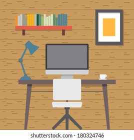 Vector of Working Desk in Working Room