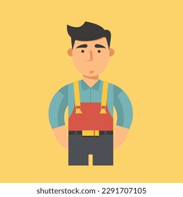 Trabajador de vectores sonriendo trabajo de caricatura