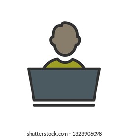Vector Working On Laptop Icon