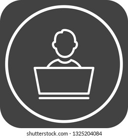 Vector Working On Laptop Icon
