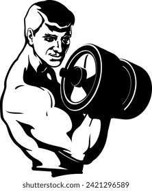 vector workout gym bodybuilder silhouette logo design