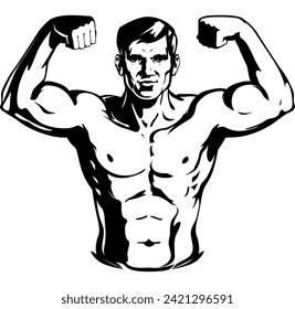 diseño del logo de la silueta del constructor de cuerpos de gimnasio de entrenamiento de vectores