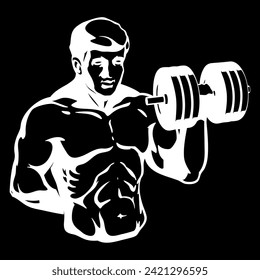 vector workout gym bodybuilder silhouette logo design