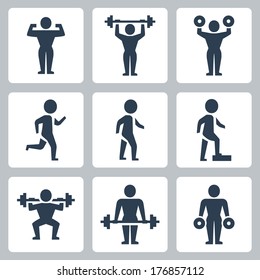 Vector workout, sport icons set