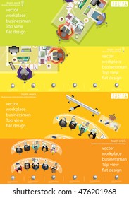Vector workplace businessman Top view flat design