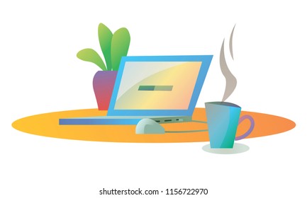 vector workplace in cartoon style