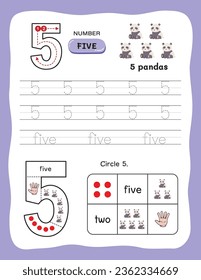 Vector worksheet tracing number 5
