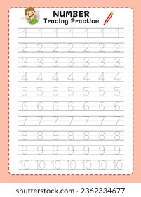 Vector worksheet tracing numbers 1-10