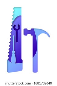 Vector workshop in paper art style
