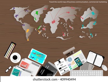 Vector workspace for business meetings and brainstorming. Analysis plan Concept and web banners, print media and mobile technology, tablet,  diary and a cup of coffee, flat design 