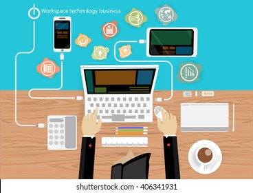 Vector Workspace technology business flat design