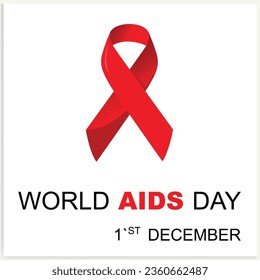 Vector World AIDS Day December 1st. Banner with red ribbon and text World Aids Day.