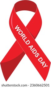Vector World AIDS Day 1. Dezember. Banner mit rotem Band und Text Welt Aids Day.