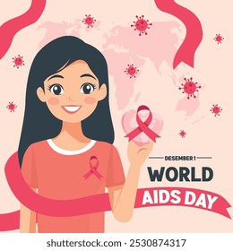 Vector Ilustración del Día Mundial del Sida con la cinta roja para concienciar sobre la epidemia de sida Día del Sida
