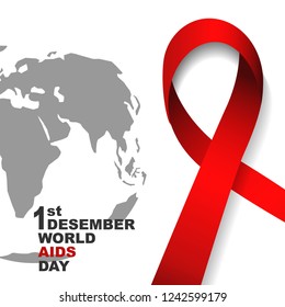 Vector of world aids day symbol.1st December World Aids Day. Aids Awareness.Red ribbon.banner or poster of world aids day