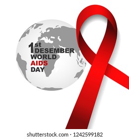 Vector of world aids day symbol.1st December World Aids Day. Aids Awareness.Red ribbon.banner or poster of world aids day