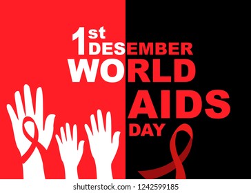 Vector of world aids day symbol.1st December World Aids Day. Aids Awareness.Red ribbon.banner or poster of world aids day