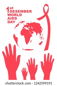 Vector of world aids day symbol.1st December World Aids Day. Aids Awareness.Red ribbon.banner or poster of world aids day