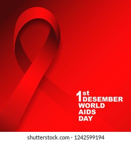 Vector of world aids day symbol.1st December World Aids Day. Aids Awareness.Red ribbon.banner or poster of world aids day