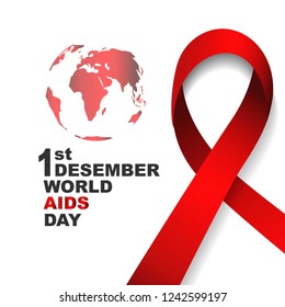 Vector of world aids day symbol.1st December World Aids Day. Aids Awareness.Red ribbon.banner or poster of world aids day