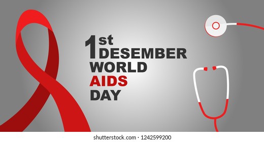 Vector of world aids day symbol.1st December World Aids Day. Aids Awareness.Red ribbon.banner or poster of world aids day