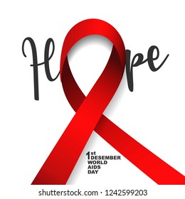 Vector of world aids day symbol.1st December World Aids Day. Aids Awareness.Red ribbon.banner or poster of world aids day