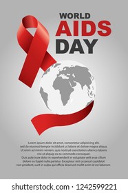 Vector of world aids day symbol.1st December World Aids Day. Aids Awareness.Red ribbon.banner or poster of world aids day