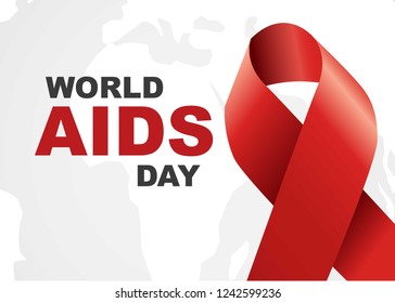 Vector of world aids day symbol.1st December World Aids Day. Aids Awareness.Red ribbon.banner or poster of world aids day