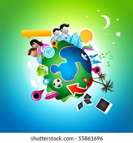 A vector world. All elements individually grouped. Vector illustration