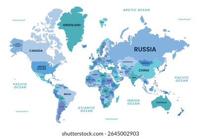 Atlas Mundial Vetorial com Continentes Rotulados