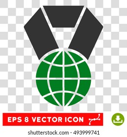 Vector World Award EPS vector icon. Illustration style is flat iconic bicolor green and gray symbol on a transparent background.