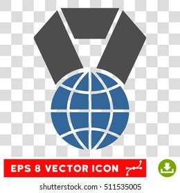 Vector World Award EPS vector pictograph. Illustration style is flat iconic bicolor cobalt and gray symbol on a transparent background.