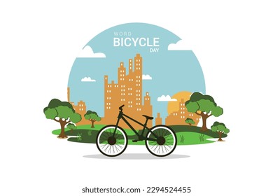 Vector world bicycle day in city vector illustration