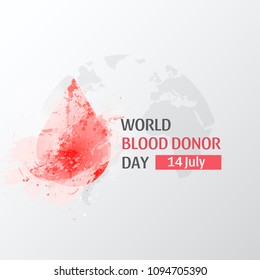 Vector World blood donor day - June 14. poster. Blood drop. Donate blood concept. Hemophilia day illustration