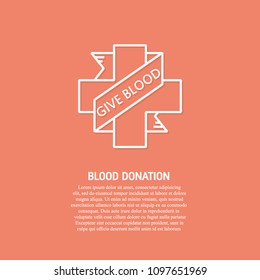 Vector world blood donor day concept with cross and blood drop. World blood donor day. Place for text.