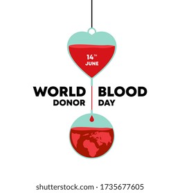día mundial de los donantes de sangre vectorial, señal médica el 14 de junio. Ilustración vectorial. Metáfora de donación de sangre humana para la humanidad.