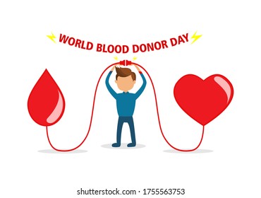 Ilustración del día de junio del donante de sangre del mundo vectorial. Concepto de donación de sangre.