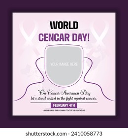 vector Día Mundial del Cáncer celebrando la vida de valientes guerreros plantilla de post