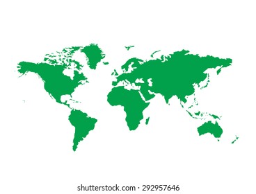 Vector world Colorful green detailed world map