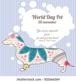 Vector world day pet background with dachshund