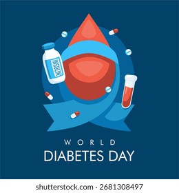 Vector Día Mundial de la Diabetes Anuncio Plantilla