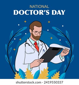Vector world doctors day vector illustration for greeting card or background with medical equipment image.