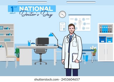 Ilustración vectorial del día mundial de los doctores del Vector para la tarjeta de felicitación.