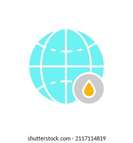 Vector world with drop white line icon.