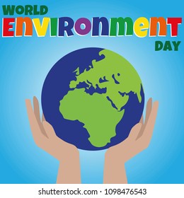 vector World Environment Day greetings on the background of the planet Earth