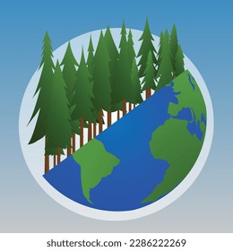 Vector world environment and earth day concept , tree and animal on earth