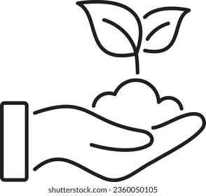vector world environmental day logo. the with sand and leaf. one palm holding leaves vector illustration on white background