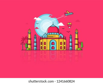 Vector World famous landmark icon of India, Taj Mahal, Agra