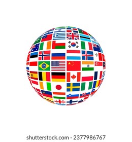 vector of World Flags clipart symbolize the planet Earth, humankind, or international government. Different Sovereign state globe Flag symbol.