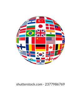 vector of World Flags clipart symbolize the planet Earth, humankind, or international government. Different Sovereign state globe Flag symbol.